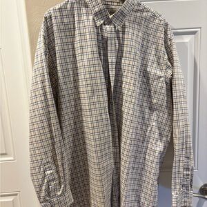 L.L. Bean Men's Checkered Blue and Cream Shirt Wrinkle-free fabric